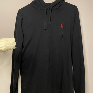 Polo sweatshirt black with red logo